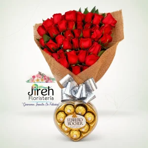 bouquet de rosas y chocolates ferrero ooriginal a domicilio en Cali