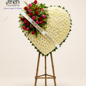 Corona Fúnebre en Tripode - Margaritas y Rosas